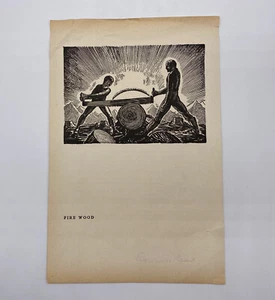Vintage Rockwell Kent Hand Signed Fire Wood Print - Picture 1 of 6