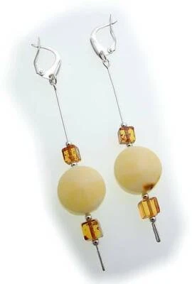 Orecchini Pendente Vero Ambra 90 MM Vero Argento Sterling Qualità Donna - Immagine 1 di 2