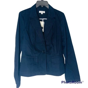Neu mit Etikett Calvin Klein Damenblazer mit einem Knopf marineblau Größe 6 100 % Baumwolle - Bild 1 von 10