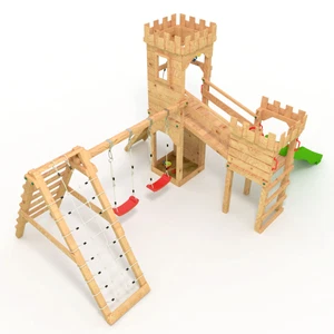 Spielturm - Ritterburg "XL" - mit 2 Türmen, Brücke, Rutsche, Sandkasten BIBEX®