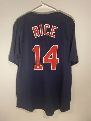 Camiseta deportiva autografiada por Jim Rice certificada por la JSA talla XL Foto 1 de 4