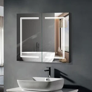 28" x 32" LED Bathroom Medicine Cabinet w/ Lighted Mirror Anti-Fog Touch Sensor - Picture 1 of 11