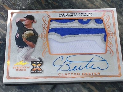2020 Clayton Better Leaf Trinity Autograph Patch Card Dodgers Logo, Yankees... - Image 1 of 2