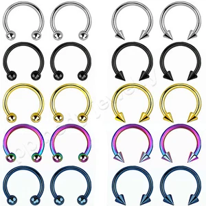 2pcs. 16G PVD Surgical Steel Horseshoe Circular Barbell Ear Lip Septum - Picture 1 of 5