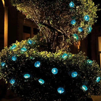 2PK Morning Glory Solar String Lights Garden Decor Flower Lantern Xmas Tree Lamp - Image 1 of 4