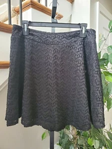Bebop Women's Solid Black 100% Nylon A-Line Casual Pull on Mini Skirt Size Large - Picture 1 of 7