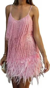 ECDAHICC - XL Women’s Dresses Flapper Dresses 20s Gatsby with All-Over Fringe - Picture 1 of 4