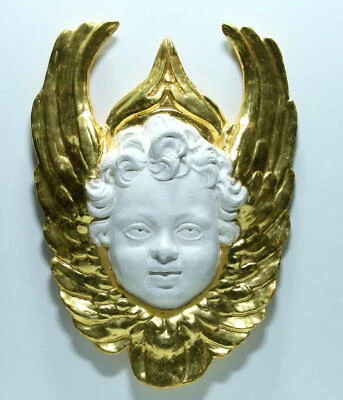 Stuck-Engel zur Wandaufhängung mit Blattvergoldung - 38 x 27 cm - #1 - Image 1 of 3