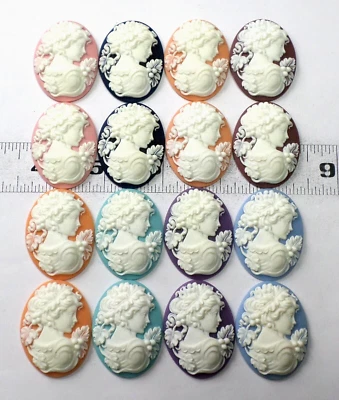 Bonito cabujón camafeos de resina para mujer 8 colores diferentes (16 en total) 40x30 mm Foto 1 de 4