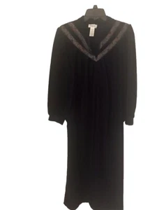 Vintage Vanity Fair Ladies Blue Long Velour Robe Zip Up Brocade Top Size Medium - Picture 1 of 3