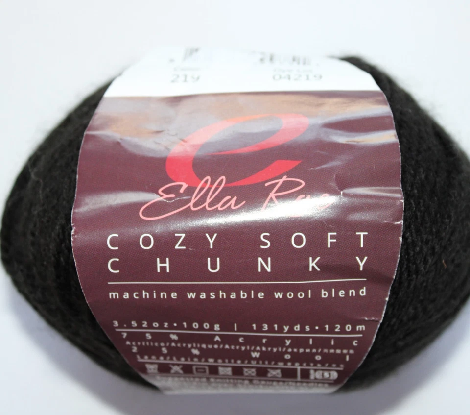 OFERTA Ella Rae Acogedora Suave Gruesa Col 219 Espacio Profundo Negro Lana Acrílica 3.52oz 131y Foto 1 de 4