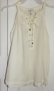Joie XS Arabeth shadow stripe lace-up semi-sheer top no care/content tag - Picture 1 of 3