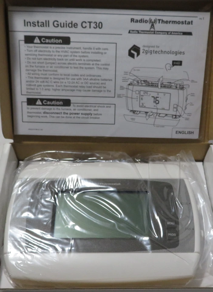 Radio Thermostat CT-30 Programmable LED Touch Screen Display Thermostat - White - Image 1 of 4