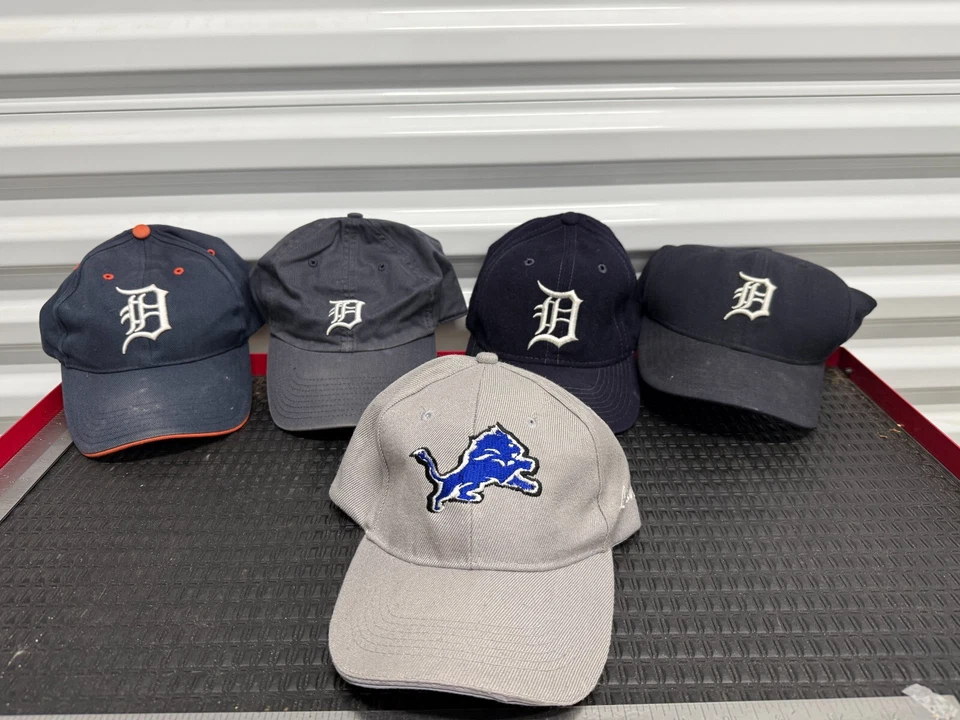 Vintage 5Pcs Sportcap MLB Detroit Tigers Mesh Blue Cap Hat W Pin - Image 1 of 4