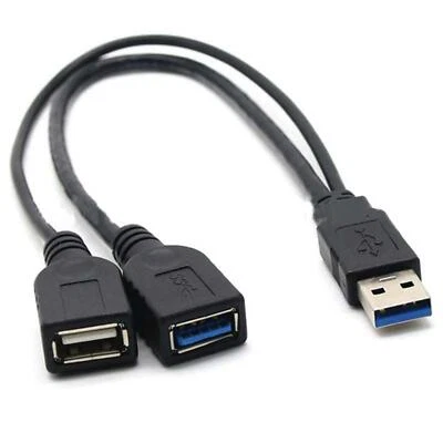 USB 3.0 macho a 2 USB hembra concentrador de datos adaptador de alimentación divisor en Y cable de carga a Foto 1 de 4