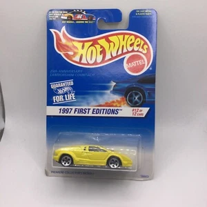 Hot Wheels 25th Anniversary Lamborghini Countach 1997 First Editions Yellow New - Picture 1 of 4