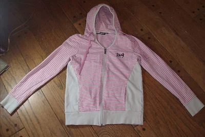 Rusty Striped Pink Hooded Sweatshirt Hoodie XL Size 12 Urban Zip up Jacket Youth - Image 1 of 4
