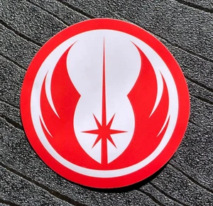 Jedi Orden Wasserdichter und UV-beständiger PVC-Aufkleber in Rot und Weiß. Größe 75mm - Bild 1 von 1
