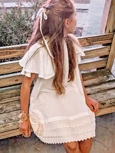 Girls Baptism Dress. Toddler Girl Christening Dress. Girl Rustic Easter Dress. - Picture 1 of 11