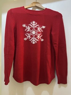 Suéter de Navidad. Kim Rogers. Talla pequeña. Rojo con copo de nieve. Excelente estado. Foto 1 de 3