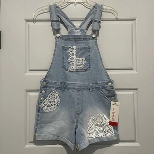 Jordache Vintage Fit Shortall Overall Shorts Girls Light Denim  L (10-12) NWT - Picture 1 of 6
