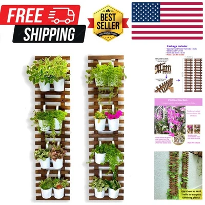Versatile Dark Brown Wall Planters for Indoor/Outdoor Plants - 47.2” Duo - Image 1 of 4