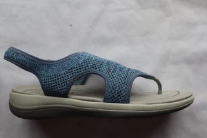 New Blue Textile ORTHOFEET Lyra Thong Slingback Sandals 12 B - Picture 1 of 7
