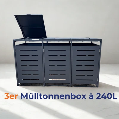 Design Mülltonnenbox 240L – 1er/2er/3er – Anthrazit & Braun Holzoptik - Bild 1 von 4