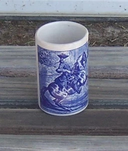 Colonial Horseman Blue and White Pottery Tumbler Vintage Tableware - Picture 1 of 5