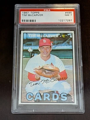 1967 Topps Baseball 485 Tim McCarver Cardinals PSA 7 Foto 1 de 2