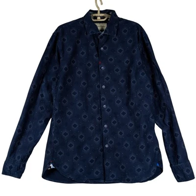 Robert Graham Dress Shirt Mens Size L Blue Geometric Pattern Button Down - Image 1 of 4