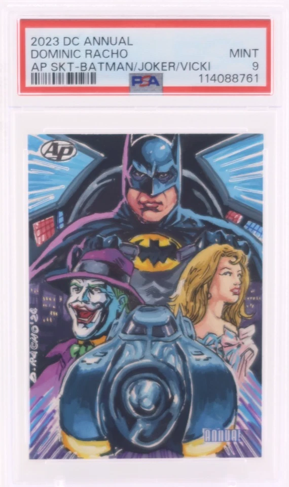 2023-24 UPPER DECK DC ANNUAL 1989 BATMAN SKETCH CARD DOMINIC RACHO PSA 9 JOKER - Image 1 of 2