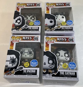 Funko Pop! Rocks KISS The Band Set Of 4 #121-124 Glow In The Dark Funko KISS POP - Picture 1 of 6