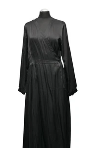 Untold Wrap Dress 36 Black Uni Maxi Long Sleeve Lightweight 100% Silk - Picture 1 of 5
