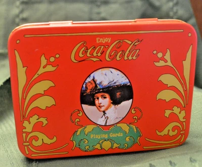 Coca Cola Playing Card Hinged Tin Empty - Image 1 of 4