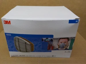 3M 6055, A2, 4 Pairs “8 Filters” Organic Vapour Cartridge Filters, - Picture 1 of 19