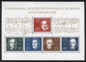 Germany Sc 804 Multicolor 10pf-40pf Multicolor 1959 MNH Original Gum Souvenir Sh - Picture 1 of 1