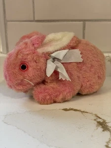 Vintage Forsum rosa Hase Plüsch kleine Schleife Japan 1968 Stofftier Spielzeug Kaninchen - Bild 1 von 8