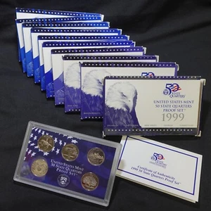 1998 - 2008 U.S Mint 50 States Quarters Clad Proof Set Box & COA - Picture 1 of 14