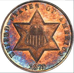 1872 NGC PR66 CMQ + CAC 1,000 Minted + 950 Proof = Lowest 3C Silver! Three Cents - Picture 1 of 7