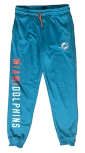 NFL Team Apparel Miami Dolphins Pants Youth 14-16 Aqua Warm up Joggers - Picture 1 of 5
