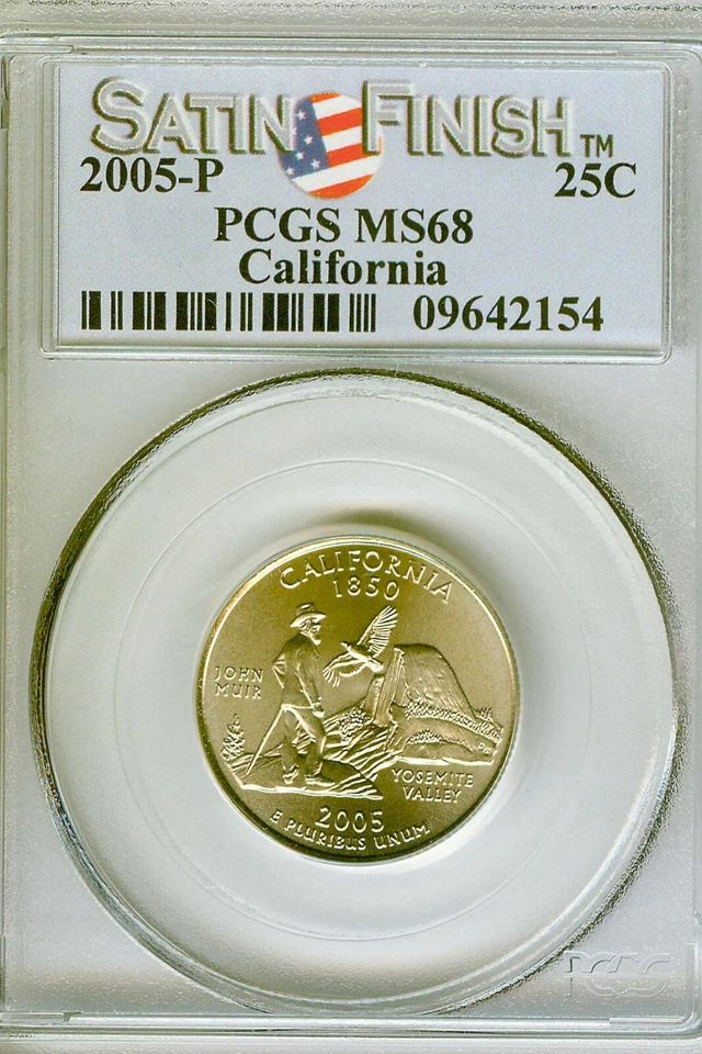 2005-P California State Quarter PCGS MS68 Satin Finish SP68 Free Ship  #2154 - Image 1 of 1