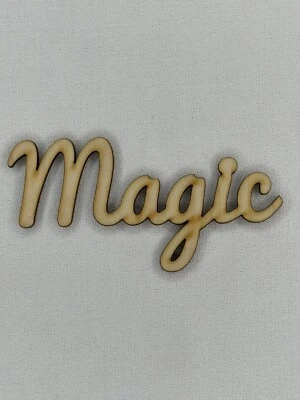 Corte láser personalizado sin terminar mayúsculas forma de palabra mágica madera artesanía recorte Foto 1 de 2