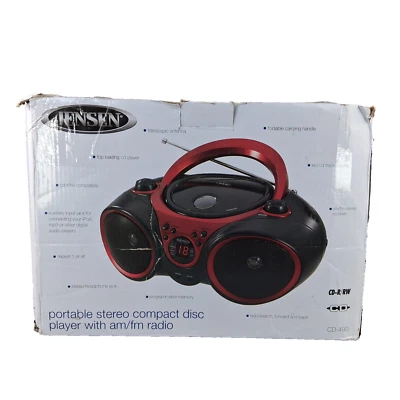 Reproductor de discos compactos estéreo portátil Jensen CD-R/RW radio AM/FM rojo CD-490 Foto 1 de 4