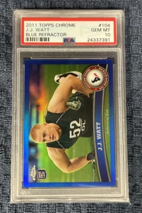 2011 Topps Chrome J.J. Watt Blue Refractor 181/199 #104 Rookie RC PSA 10 GEM MT - Picture 1 of 2