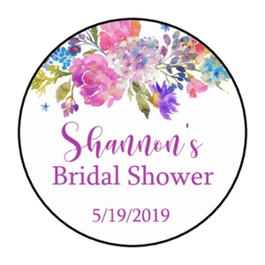 30 Bridal shower Stickers Favors Labels round 1.5" Wedding baby floral Flowers - Picture 1 of 1