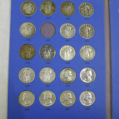 One-a-Year Quarter Collection 1916-1979 Incomplete (59 Coins (45) 90% silver) Cover