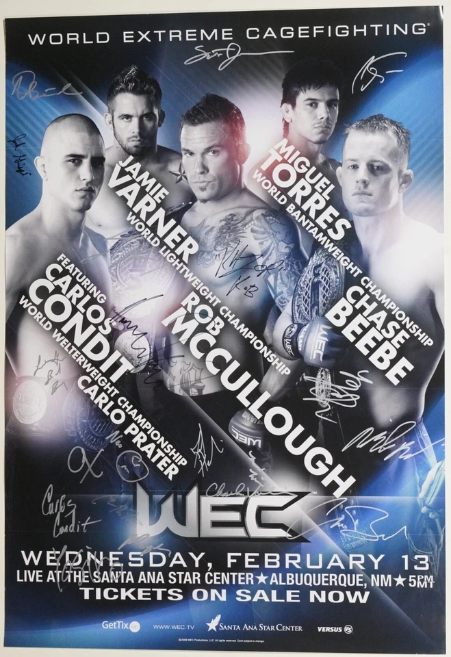 Cartel Carlos Condit Jamie Varner Miguel Torres + Firmado con Tarjeta WEC 32 UFC SBC Foto 1 de 4