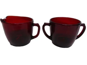 Anchor Hocking Royal Ruby (Red) Glass Flat Sugar / Creamer - Picture 1 of 7