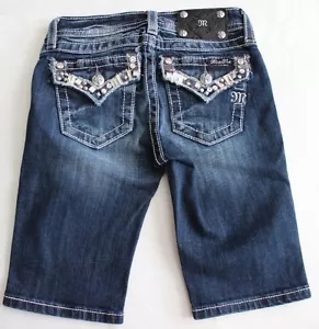 Miss Me Jeans Bermuda Shorts 10 JK5755M6 Crystals Rhinestones NWT Girl's - Picture 1 of 5